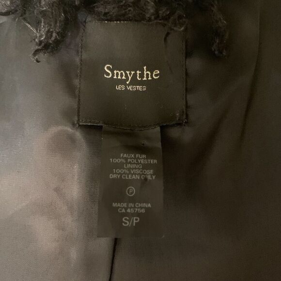 Smythe 'Mongolian' Faux Fur Shaggy Black Mid Length Coat Small US 2 - Picture 10 of 10